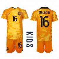 Echipament fotbal Olanda Tyrell Malacia #16 Tricou Acasa Mondial 2022 pentru copii maneca scurta (+ Pantaloni scurti)